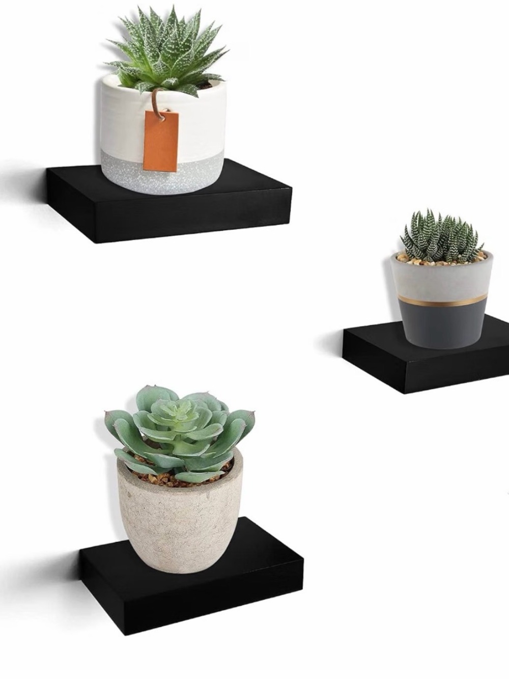Floating Wall Shelves Set of 3 in Black - Home Wall Decor